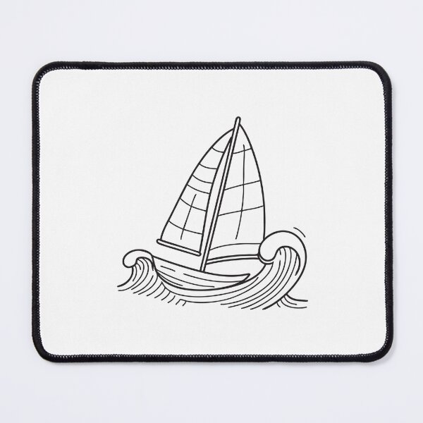 Item preview, Doodle illustration of a sailboat gliding through waves with full sail designed and sold by rasagamastore.