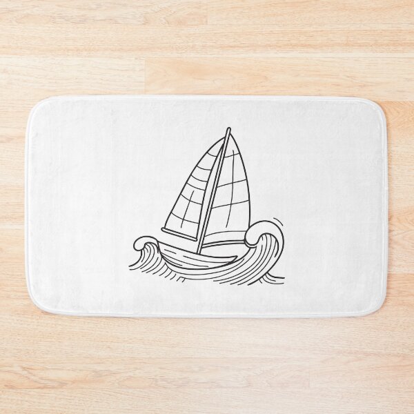 Item preview, Doodle illustration of a sailboat gliding through waves with full sail designed and sold by rasagamastore.
