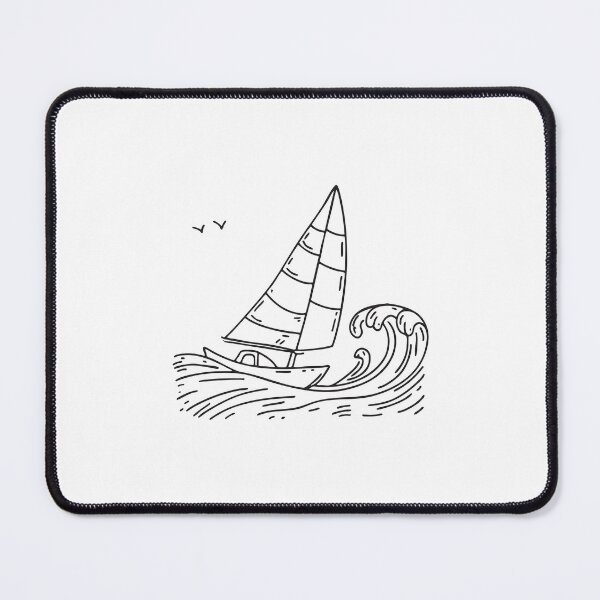 Item preview, Doodle illustration of a sailboat slicing through the water under full sail designed and sold by rasagamastore.