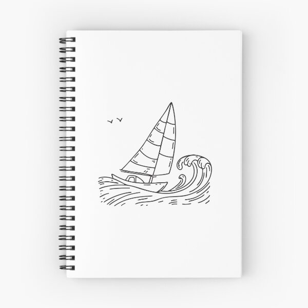 Item preview, Doodle illustration of a sailboat slicing through the water under full sail designed and sold by rasagamastore.