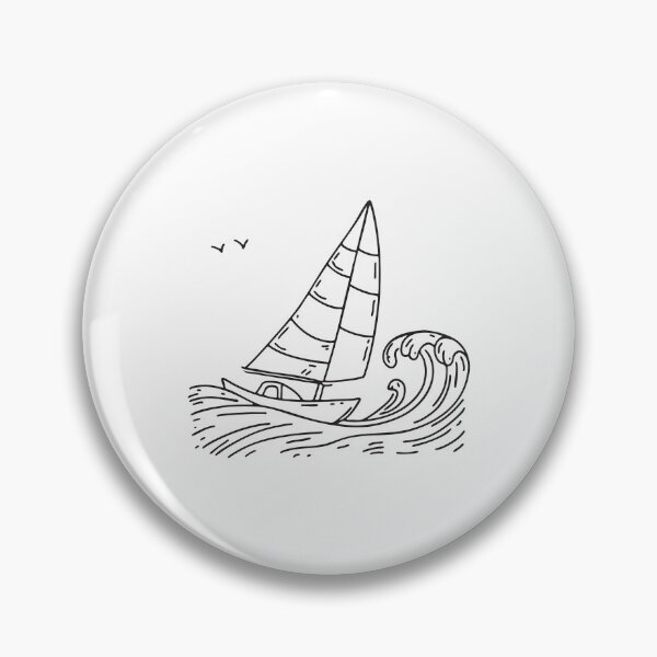 Item preview, Doodle illustration of a sailboat slicing through the water under full sail designed and sold by rasagamastore.