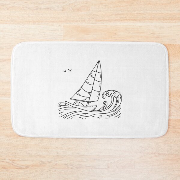 Item preview, Doodle illustration of a sailboat slicing through the water under full sail designed and sold by rasagamastore.