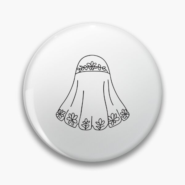 Item preview, Doodle illustration of a short veil decorated with floral embroidery designed and sold by rasagamastore.