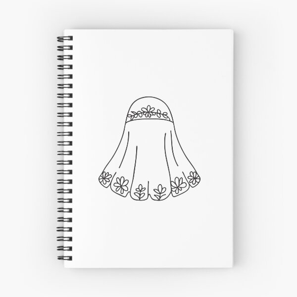 Item preview, Doodle illustration of a short veil decorated with floral embroidery designed and sold by rasagamastore.
