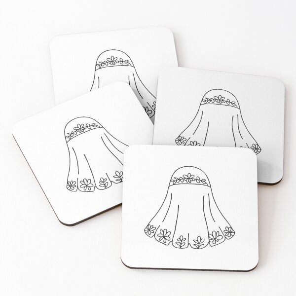 Item preview, Doodle illustration of a short veil decorated with floral embroidery designed and sold by rasagamastore.