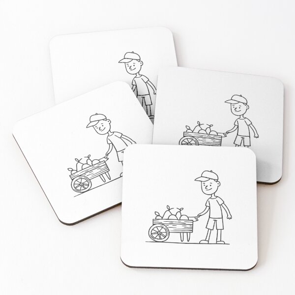 Item preview, Doodle illustration of a street vendor offering fruit from a wooden cart designed and sold by rasagamastore.