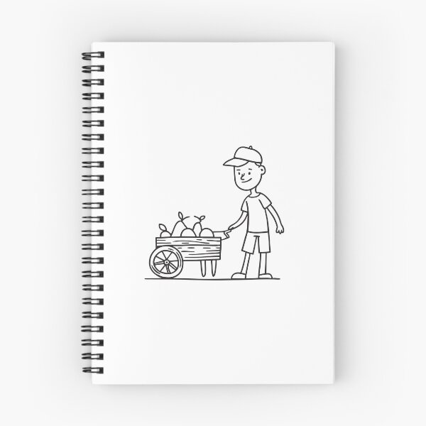 Item preview, Doodle illustration of a street vendor offering fruit from a wooden cart designed and sold by rasagamastore.