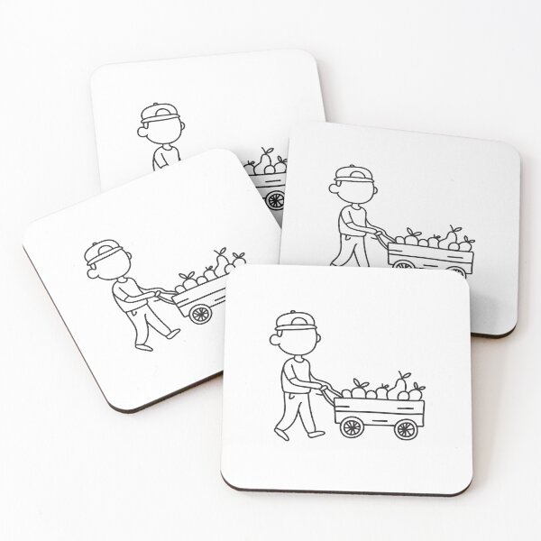 Item preview, Doodle illustration of a street vendor selling fruit from a market cart designed and sold by rasagamastore.