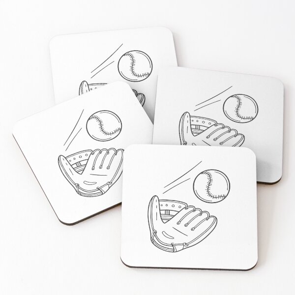 Item preview, Doodle illustration of a thrown baseball mid-flight toward a glove designed and sold by rasagamastore.
