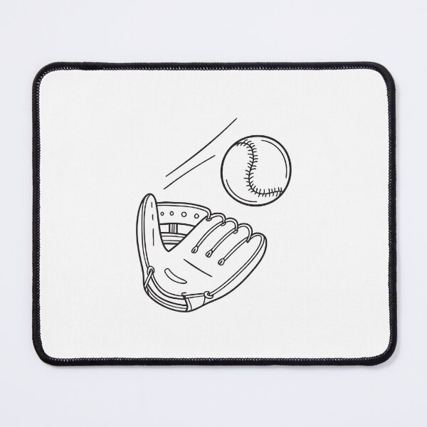 Item preview, Doodle illustration of a thrown baseball mid-flight toward a glove designed and sold by rasagamastore.