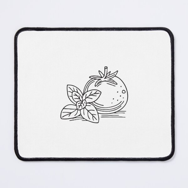 Item preview, Doodle illustration of a tomato placed beside fresh basil leaves designed and sold by rasagamastore.