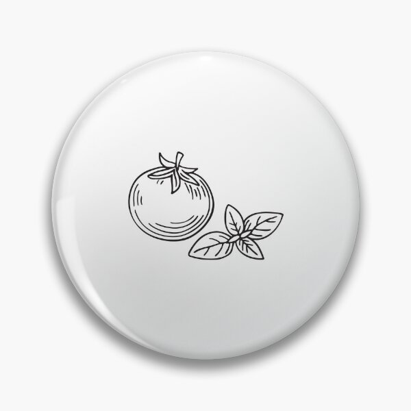 Item preview, Doodle illustration of a tomato next to fresh basil leaves designed and sold by rasagamastore.