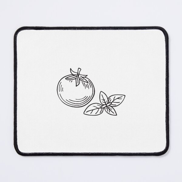 Item preview, Doodle illustration of a tomato next to fresh basil leaves designed and sold by rasagamastore.