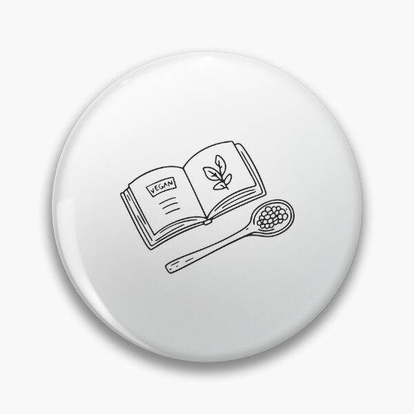 Item preview, Doodle illustration of a vegan cookbook opened beside a wooden spoon designed and sold by rasagamastore.