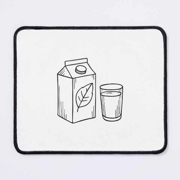 Item preview, Doodle illustration of a vegan milk carton placed beside a glass designed and sold by rasagamastore.