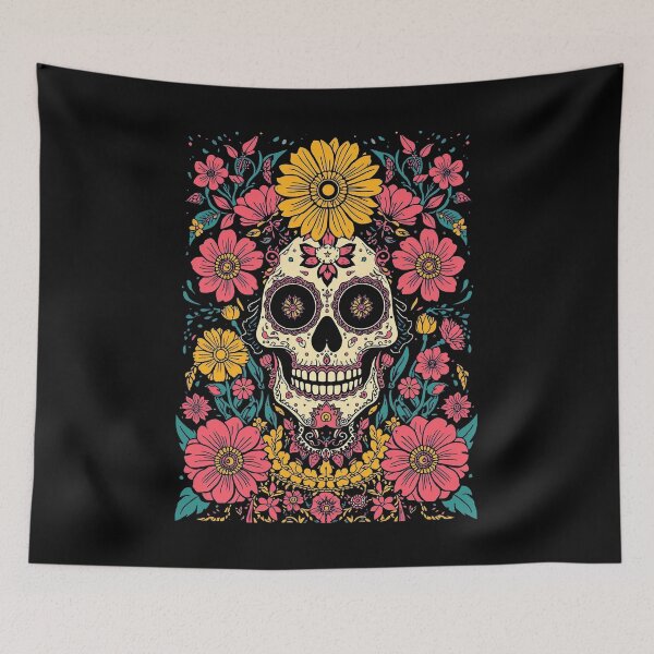 Item preview, Ornate Sugar Skull: Dark Botanical Calavera Art designed and sold by  Mythical Entanglement.