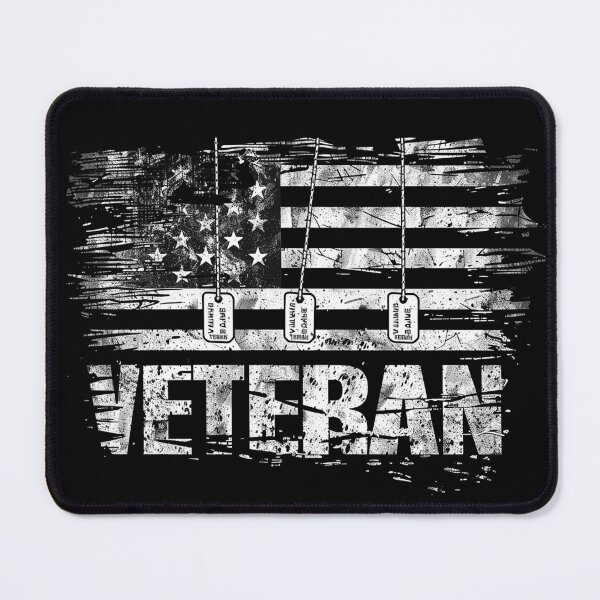 Item preview, Veteran American Flag with Dog Tags Patriotic Military Grunge Black and White Art designed and sold by inkoutninja.