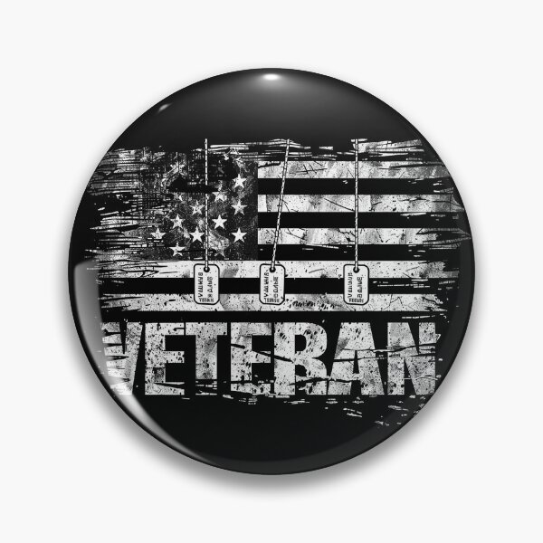 Item preview, Veteran American Flag with Dog Tags Patriotic Military Grunge Black and White Art designed and sold by inkoutninja.
