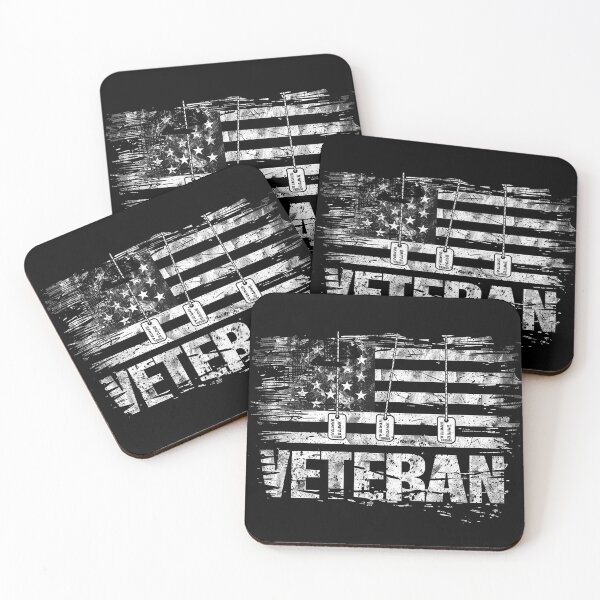 Item preview, Veteran American Flag with Dog Tags Patriotic Military Grunge Black and White Art designed and sold by inkoutninja.
