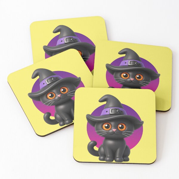 Item preview, Black witch cat with magic hat clay figure Halloween spooky designed and sold by Mauswohn.