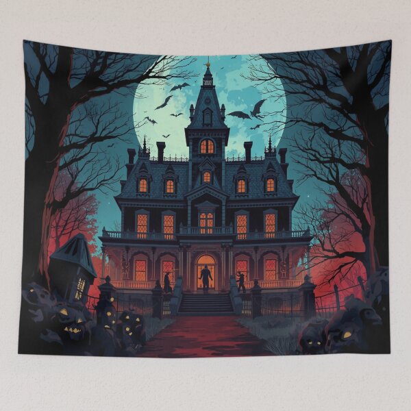 Item preview, Haunted Mansion Halloween Moonlight Art designed and sold by Uniquely Yours.