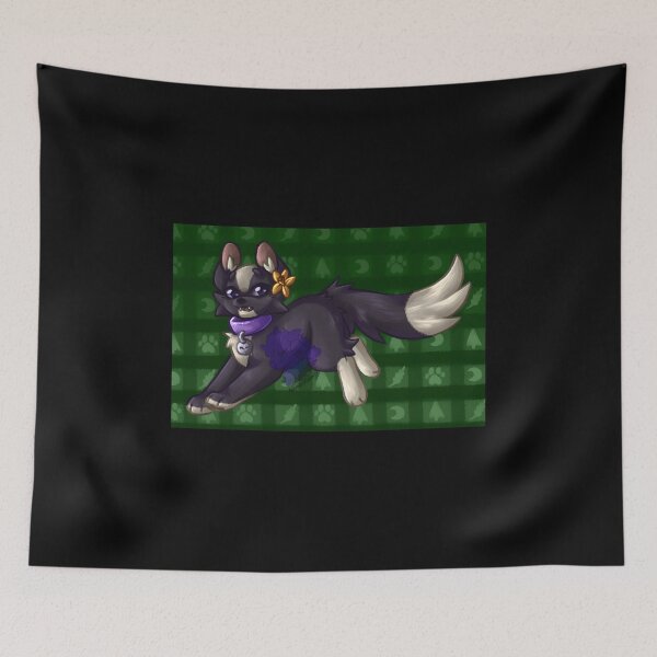 Item preview, Playful Black Dog with Flower designed and sold by Fibi-studio.