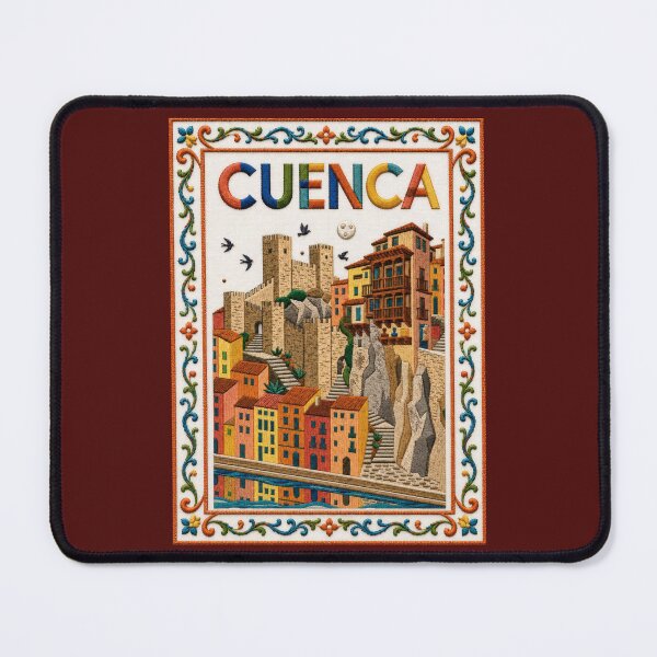 Item preview, Cuenca Spain Hanging Houses Embroidered Travel Illustration designed and sold by Witsprings.