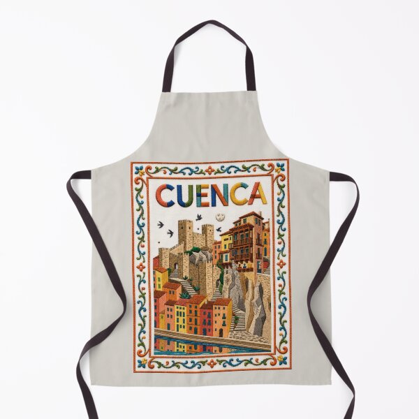 Item preview, Cuenca Spain Hanging Houses Embroidered Travel Illustration designed and sold by Witsprings.