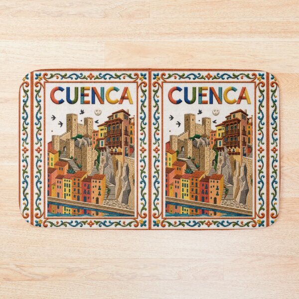 Item preview, Cuenca Spain Hanging Houses Embroidered Travel Illustration designed and sold by Witsprings.