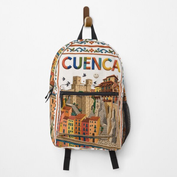 Item preview, Cuenca Spain Hanging Houses Embroidered Travel Illustration designed and sold by Witsprings.