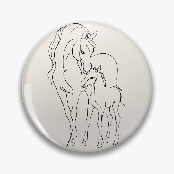 Item preview, Outline of Foal and Mother Horse Line Drawing designed and sold by FemmePod.