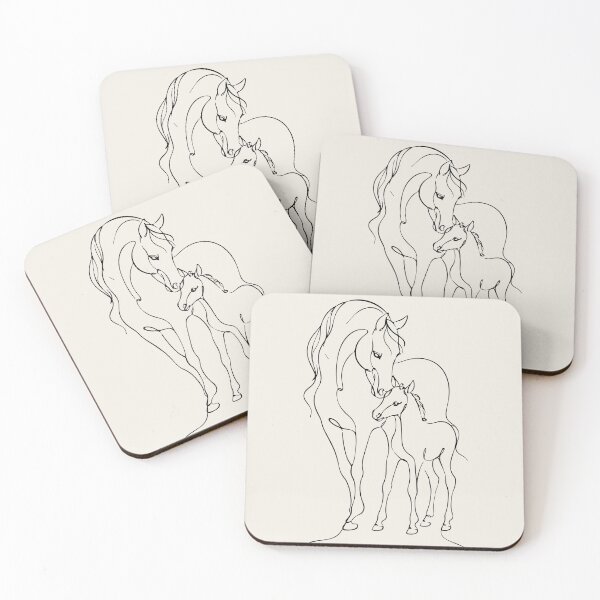 Item preview, Outline of Foal and Mother Horse Line Drawing designed and sold by FemmePod.