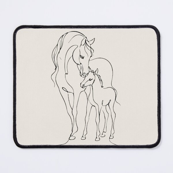 Item preview, Outline of Foal and Mother Horse Line Drawing designed and sold by FemmePod.