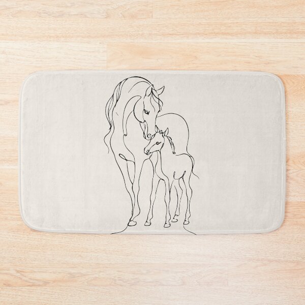 Item preview, Outline of Foal and Mother Horse Line Drawing designed and sold by FemmePod.
