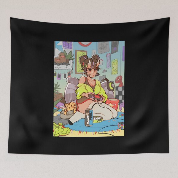 Item preview, Gamer Girl with Console and Snacks designed and sold by Fibi-studio.
