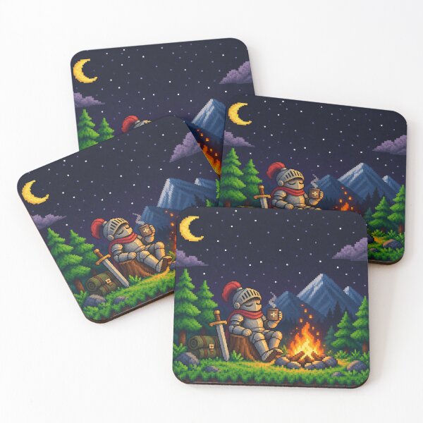 Artikelvorschau, Knight Shift Cozy Pixel Knight Campfire Gamer entworfen und verkauft von Nol1ytv.