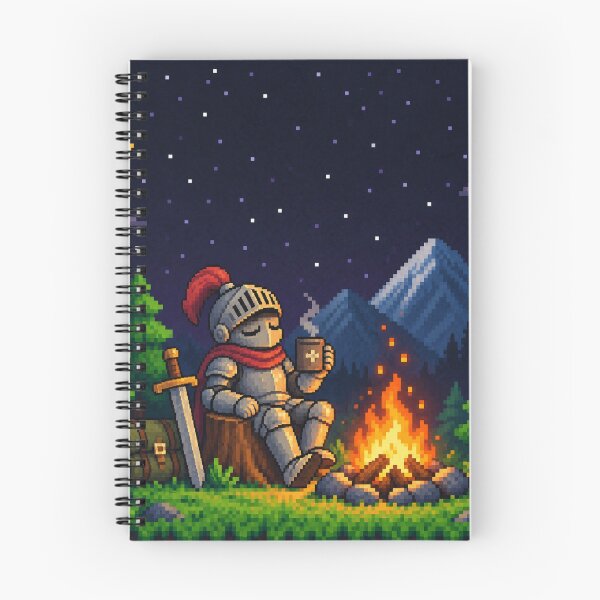 Artikelvorschau, Knight Shift Cozy Pixel Knight Campfire Gamer entworfen und verkauft von Nol1ytv.
