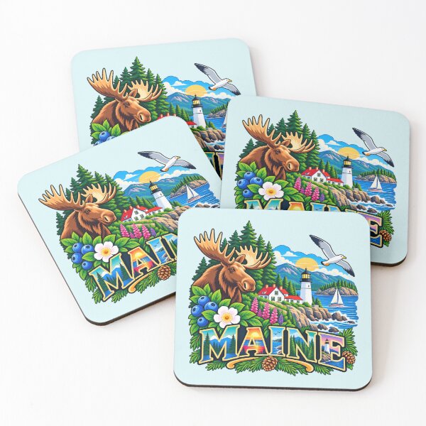 Item preview, Maine - Moose & Lighthouse designed and sold by Myra365Art.