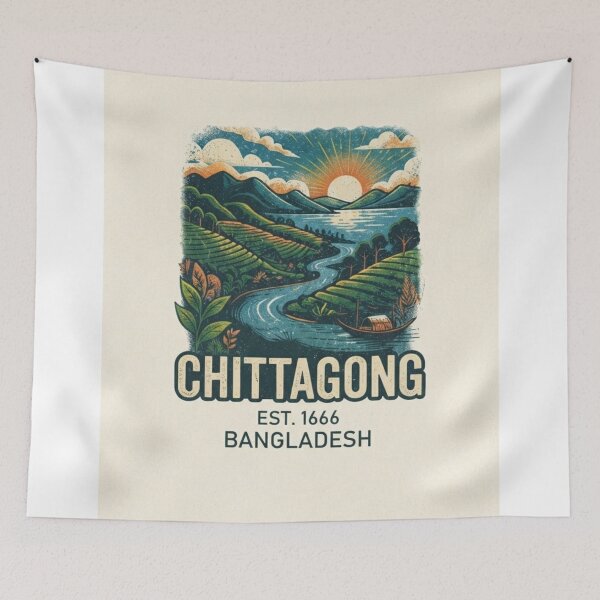 Item preview, Chittagong Bangladesh Vintage Landscape Travel T-Shirt Design designed and sold by mdsakibhossain.