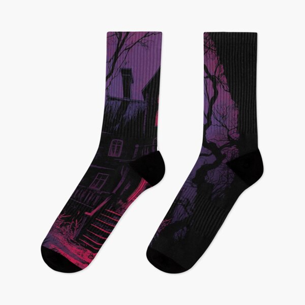 Item preview, Neon Purple Gothic Haunted House Silhouette designed and sold by Uniquely Yours.