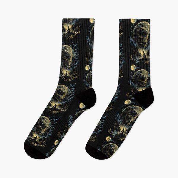 Item preview, Alien in the Moonlit Forest | Retro Vintage Dark Sci-Fi Fantasy designed and sold by Qudkin.
