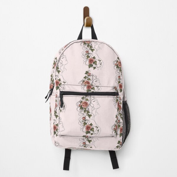 Item preview, Art Nouveau Woman Profile Blooming Pink Roses Line Art designed and sold by Artemis & Woven Collective.