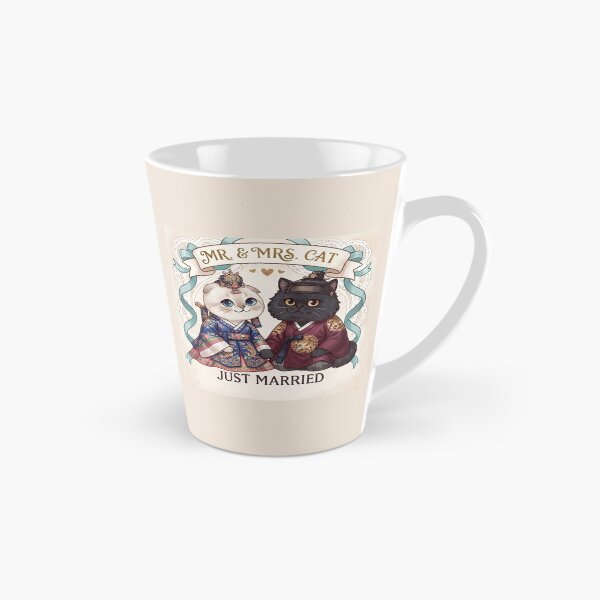 Item preview, Mr & Mrs Cat Just Married Traditional Korean Hanbok Wedding Cute Cats Gift Art Print designed and sold by PetalsPaws.