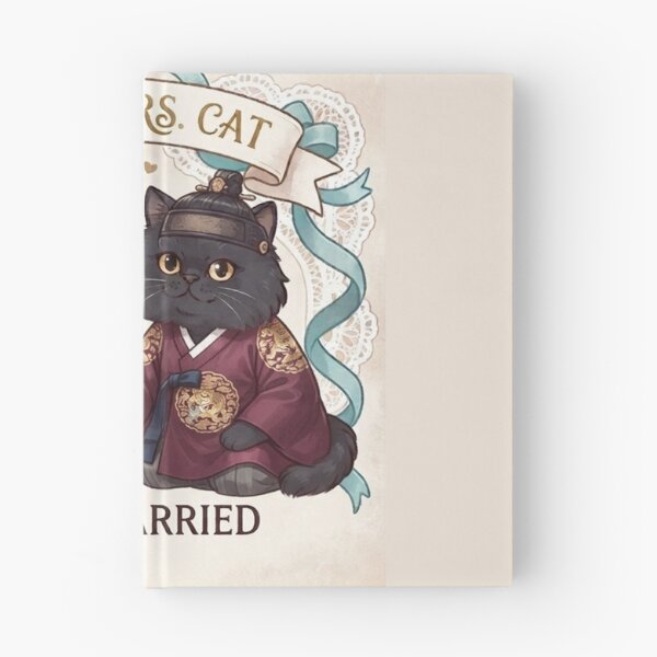 Item preview, Mr & Mrs Cat Just Married Traditional Korean Hanbok Wedding Cute Cats Gift Art Print designed and sold by PetalsPaws.