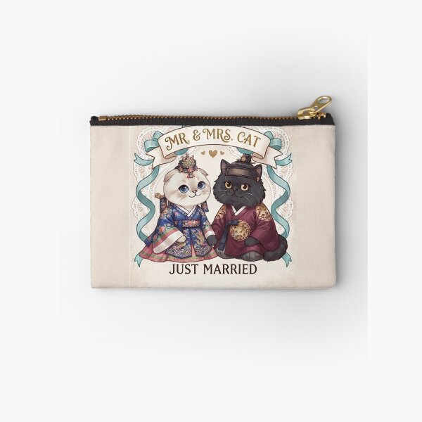 Item preview, Mr & Mrs Cat Just Married Traditional Korean Hanbok Wedding Cute Cats Gift Art Print designed and sold by PetalsPaws.