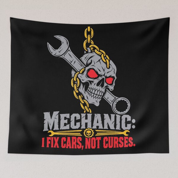 Item preview,  Mechanic Halloween Skull Wrench | I Fix Cars, Not Curses designed and sold by Uglyandcute.