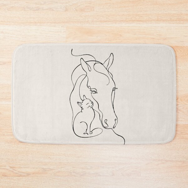 Item preview, Horse Head Line Art With Cat Outline Drawing designed and sold by FemmePod.