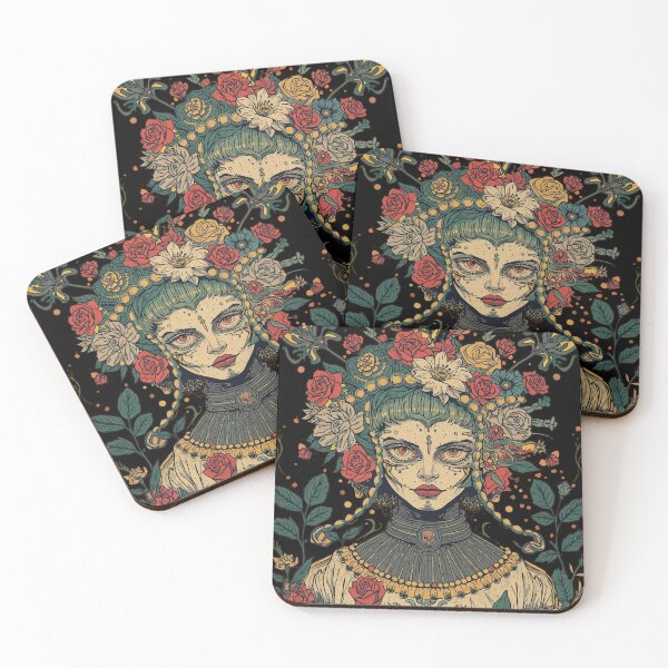 Item preview, Floral Crown Portrait: Dark Manga Gothic Art designed and sold by  Mythical Entanglement.