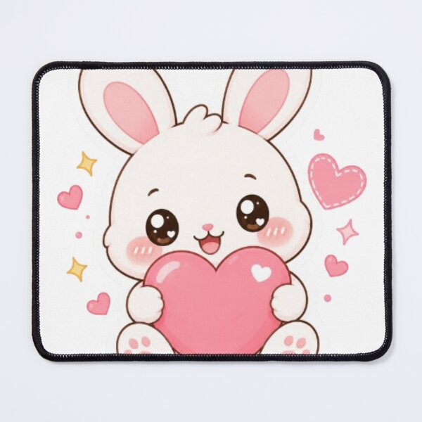 Item preview, Cute Kawaii Bunny Holding Pink Heart – Adorable Pastel Rabbit Sticker designed and sold by Vegasstickers.