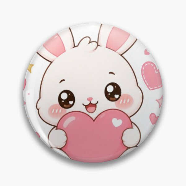 Item preview, Cute Kawaii Bunny Holding Pink Heart – Adorable Pastel Rabbit Sticker designed and sold by Vegasstickers.